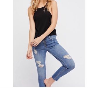Free People Destroyed Reagan Button-Front Jeans. Size 27